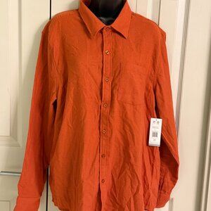 NWT Geoffrey Beene Men’s “Rooibos Tea” Orange Flannel Shirt L